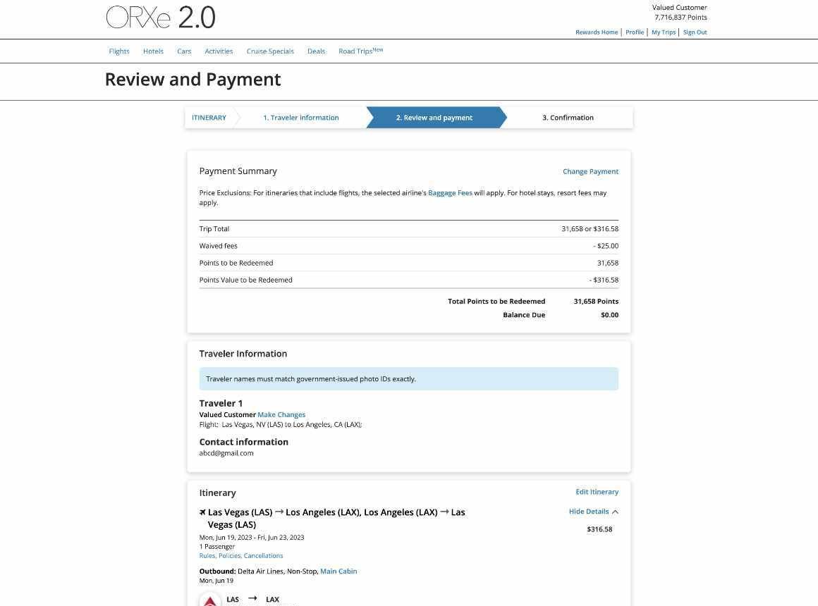 ORXe 2.0 review and payment page