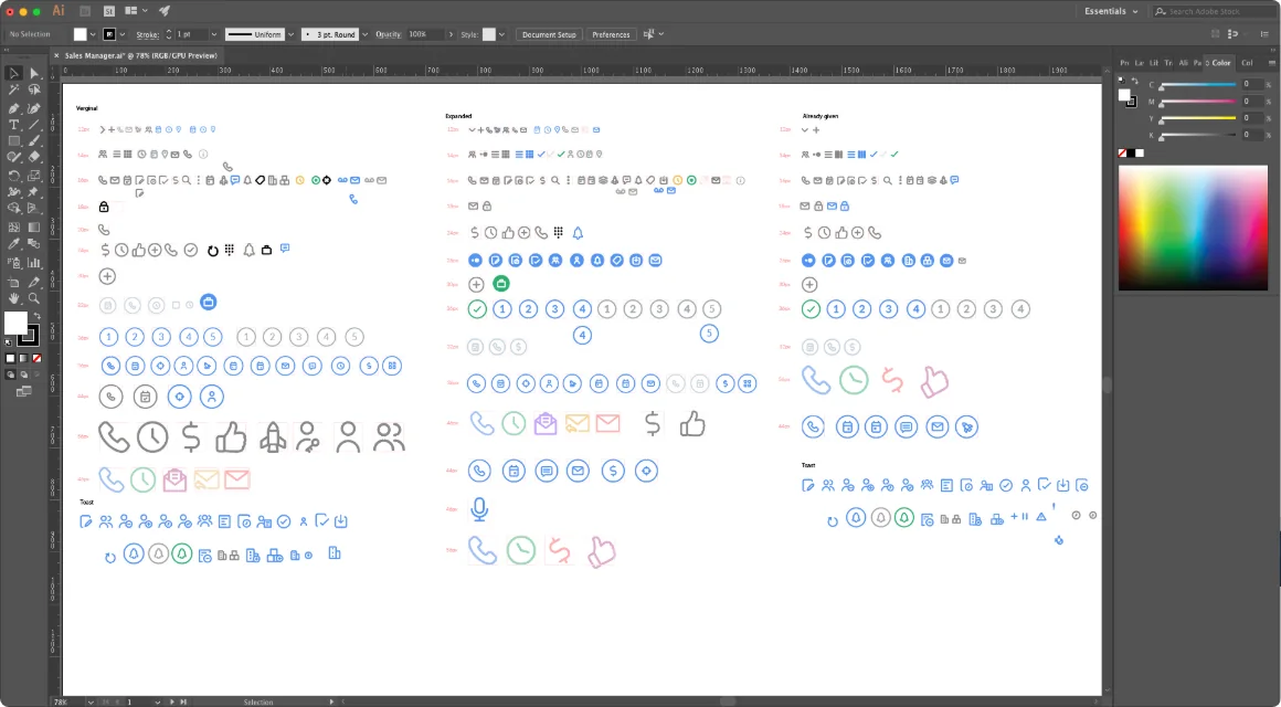 Icon set in Illustrator