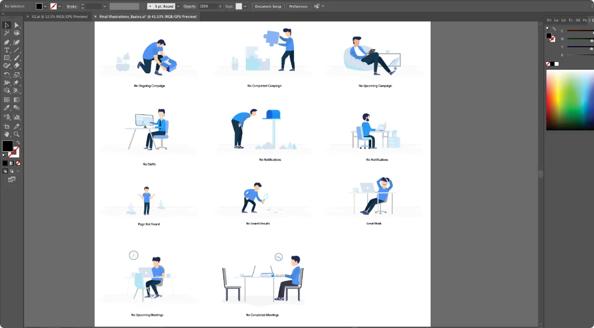 Illustration set in Illustrator