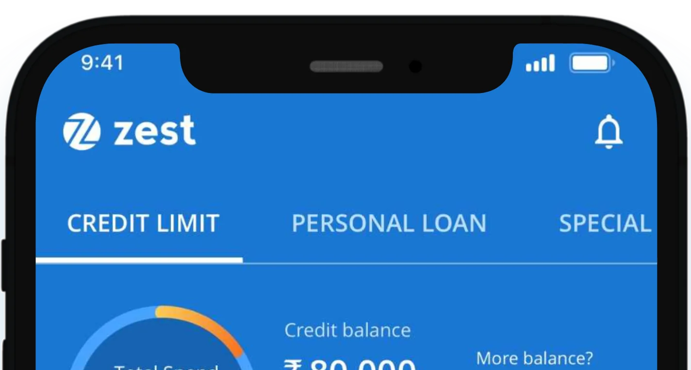ZestMoney app home screen