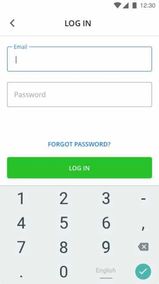 Email and password log-in
