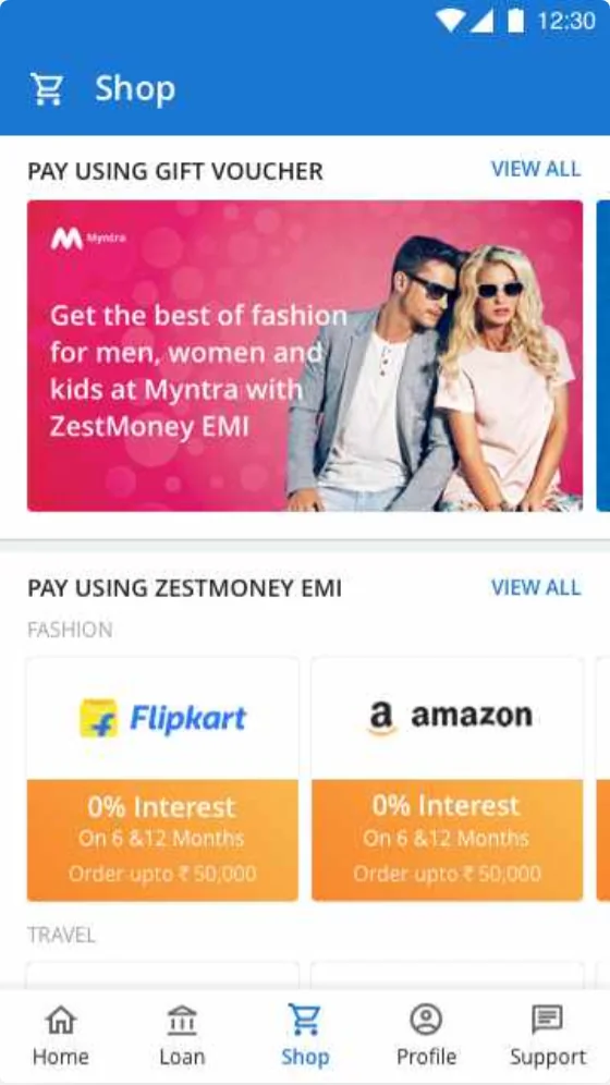 Shop with gift vouchers and ZestMoney EMI partners