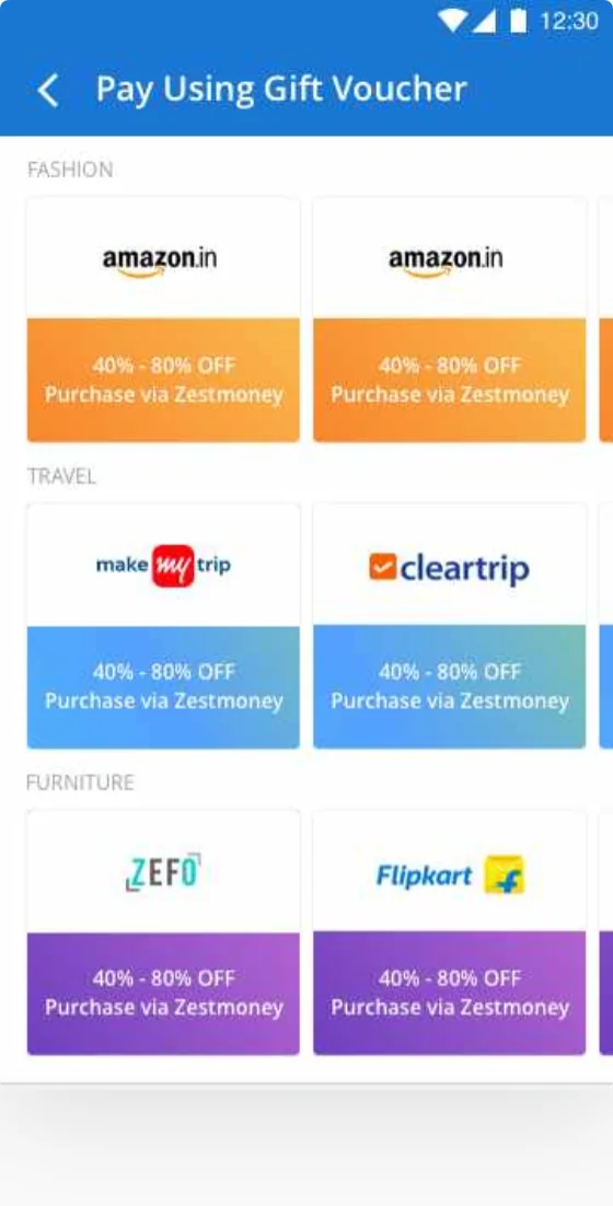 Pay using gift voucher brand grid