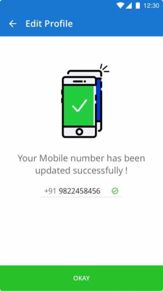 Mobile number updated confirmation